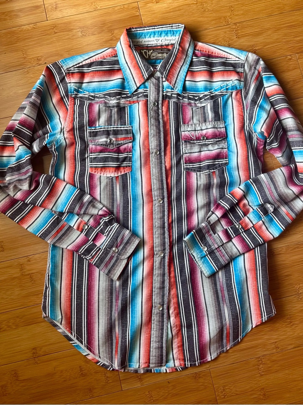 Cinch Multicolor Striped Western Shirt - Girls